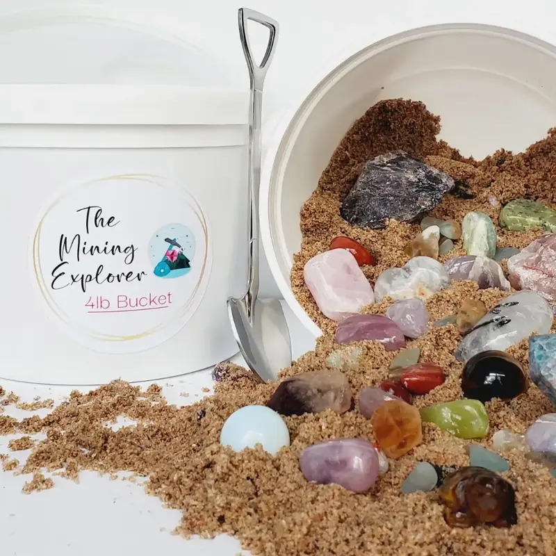 Crystal Bucket Small - 4 lbs or 1 lb  | Raw and Tumbled Crystals, Miner's Bucket