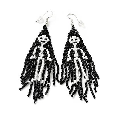 Glass Seed Braided Skeleton Chandelier Earrings