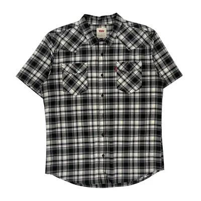 Levis Checked Short Sleeve Shirt - Large Black & White Cotton Blend
