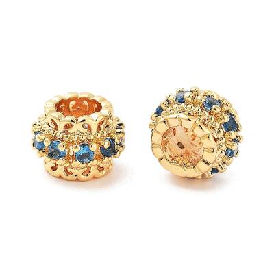 Column Brass Micro Pave Clear Cubic Zirconia Beads