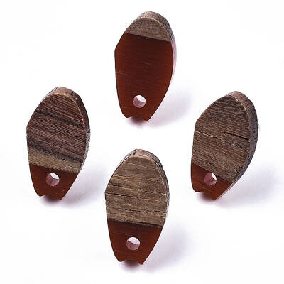Opaque Resin & Walnut Wood Stud Earring Findings