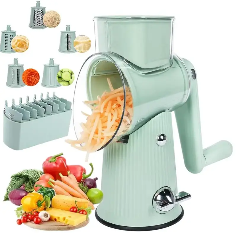 Manual Vegetable Chopper, 1 Set Multifunctional Vegetable Slicer, Rotating Vegetable Cutter, Kitchen Fruit Cutter, Home Kitch...