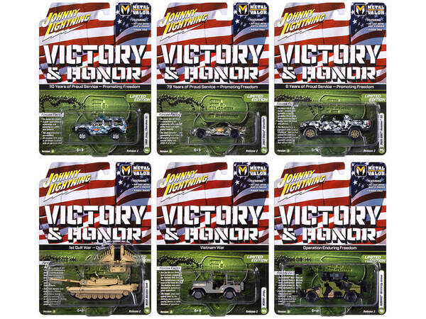 Military Set A of 6 pieces 2025 Release 2 Limited Edition Diecast Models by Johnny Lightning