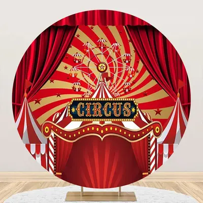 Round Red Gorgeous Circus Tent Backdrop For Party - Aperturee
