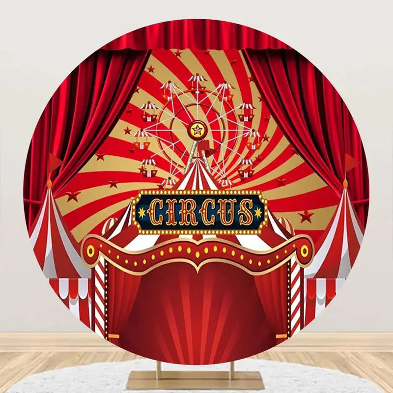Round Red Gorgeous Circus Tent Backdrop For Party - Aperturee