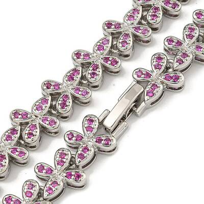 Rack Plating Brass Pave Cubic Zirconia Butterfly Link Necklaces