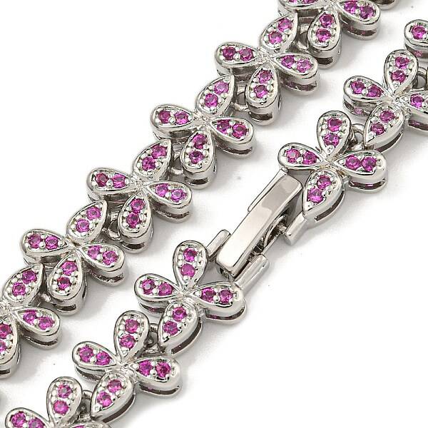 Rack Plating Brass Pave Cubic Zirconia Butterfly Link Necklaces