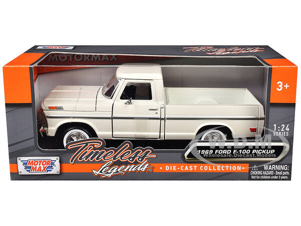 1969 Ford F-100 Pickup Truck Cream Timeless Legends Series 1/24 Diecast Model Car by Motormax