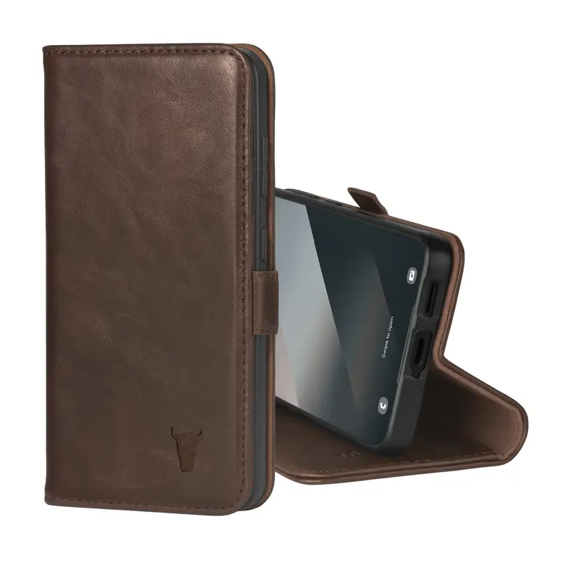 Samsung Galaxy S25 Leather Wallet Case (with Stand function) - Dark Brown