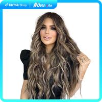 AISI HAIR Summervibes 26inch Long Wavy Ombre Wig Middle Part Curly Natural Looking Hair Replacement Wigs for Party Daily Use ...