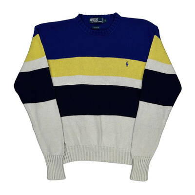 Polo Ralph Lauren Striped Jumper - Medium Navy Cotton