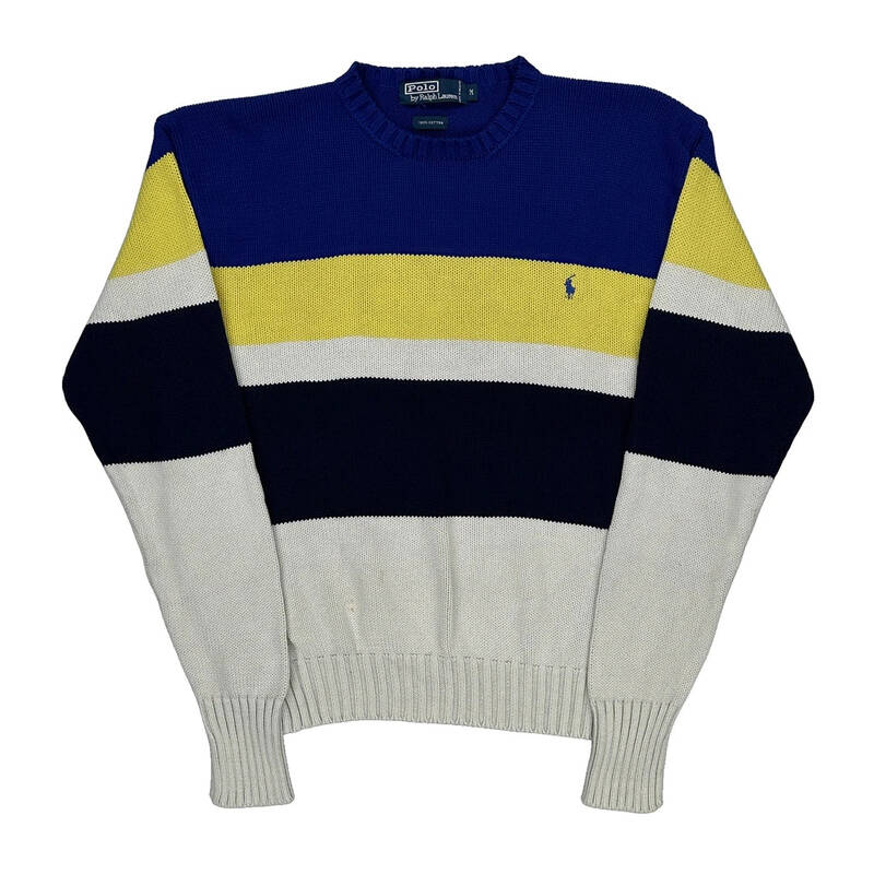 Polo Ralph Lauren Striped Jumper - Medium Navy Cotton