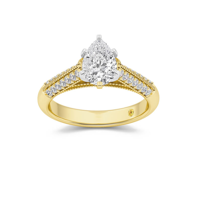 Storm Knife Edged Cathedral Pear Shape  Lab Grown Diamond Engagement Ring | 10K Yellow Gold 4 1/3 CT. TW.