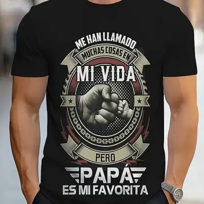 Men's PAPA Boxing Fists Graphic T-Shirt Cotton Short Sleeve Crew Neck Cool Dad Gift for Father's Day-Trendy Streetwear Ca...