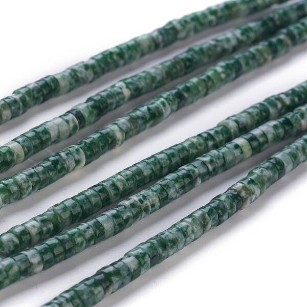 Natural Green Spot Stone Beads Strands