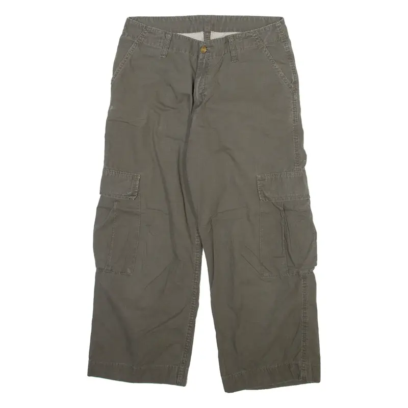 CARHARTT Cargo Three Quarters Womens Trousers Grey Relaxed Straight W28 L23