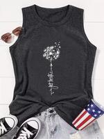 Women's Plants Print Round Neck Tank Top, Tank Tops for Women, Fashion Crewneck Sleeveless Top, Tank Tops for Women, Fitted...