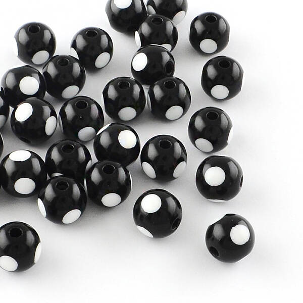 Dot Pattern Opaque Acrylic Beads