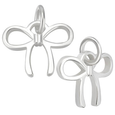 2Pcs 925 Sterling Silver Bowknot Charms