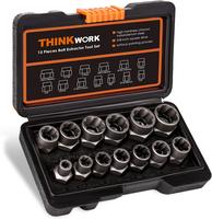 【Deals for You Days】THINKWORK Bolt Extractor Tool Set, 13+1 Counts Impact & Nut Remover Stripped Lug Remover, Drive Round...