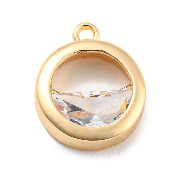 Brass Pave Clear Cubic Zirconia  Charms