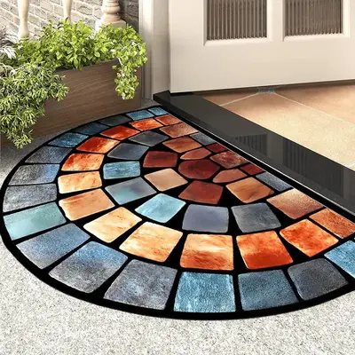 Colorful Geometric Pattern Door Mat, Non-slip Kitchen Entrance Rug, Soft and Thick Door Mat for Home Decor, Porch and Livin...