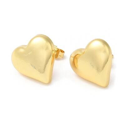 Rack Plating Brass Heart Stud Earrings