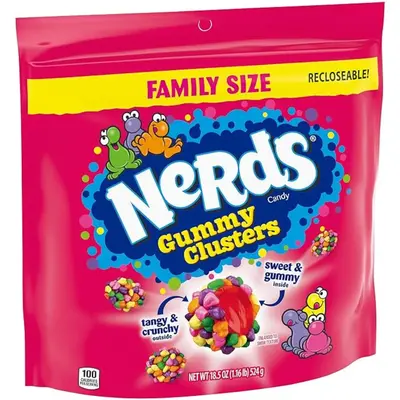 Nerds Gummy Clusters Candy, Rainbow, Resealable 18.5 Ounce Big Bag Snack Sweet homemadealfredosauce joyride candy gummycandy ...