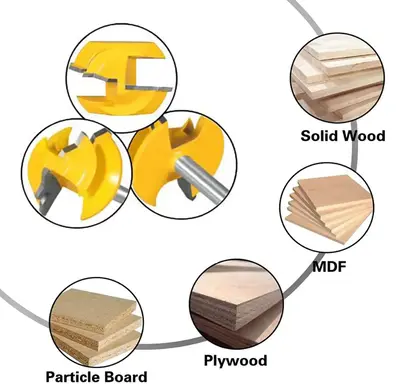 45° Lock Miter Router Bit, Woodworking Milling & Grooving Cutter, Tenon Joint Tool for Router Tables, DIY Furniture & Cabine...