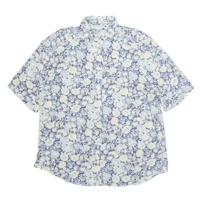 LES ESSENTIELS Womens Printed Shirt Blue Collared Floral L