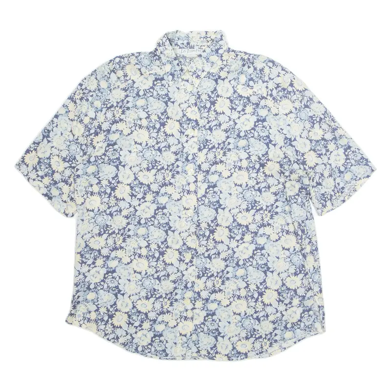 LES ESSENTIELS Womens Printed Shirt Blue Collared Floral L