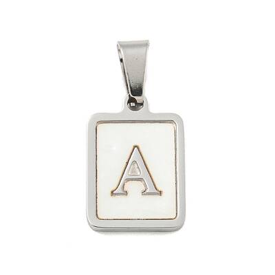 304 Stainless Steel Pave Natural White Shell Pendants