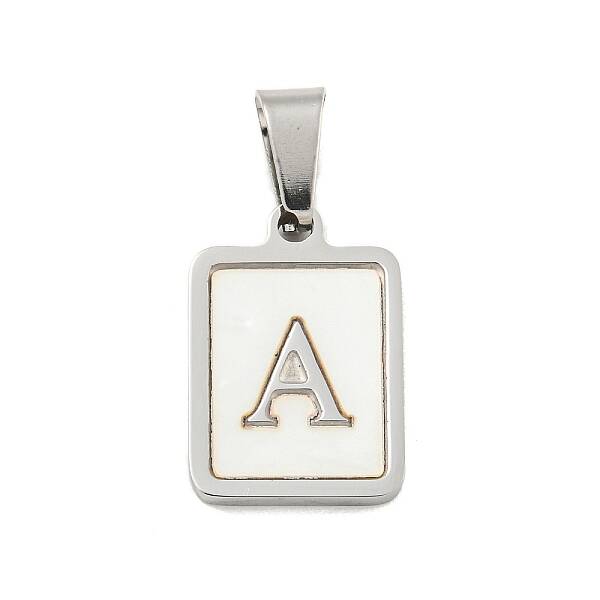 304 Stainless Steel Pave Natural White Shell Pendants