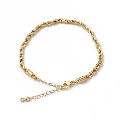 Rack Plating Brass Rope Chain Bracelet for Women