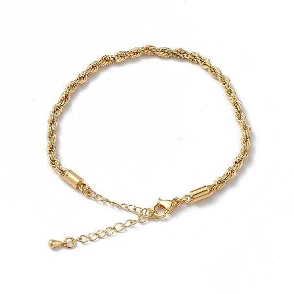 Rack Plating Brass Rope Chain Bracelet for Women