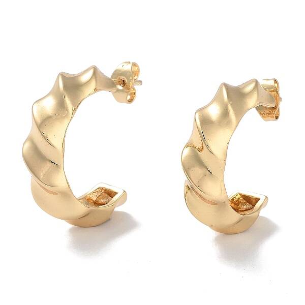 Brass Twist Half Round Stud Earrings