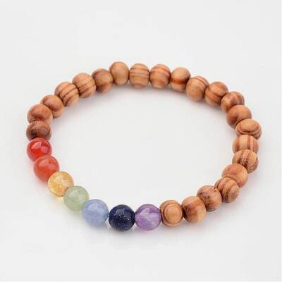 Wood Beaded Kids Stretch Bracelets