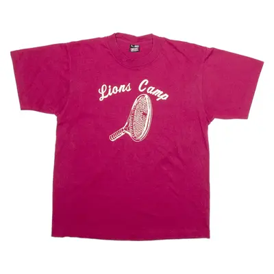 FRUIT OF THE LOOM Lions Camp Mens T-Shirt Red L