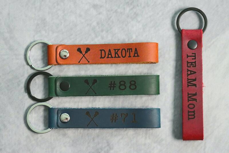 SLIM Lacrosse Personalized Keychain / Keyring / bag Tag / Name Tag - Leather Keychain