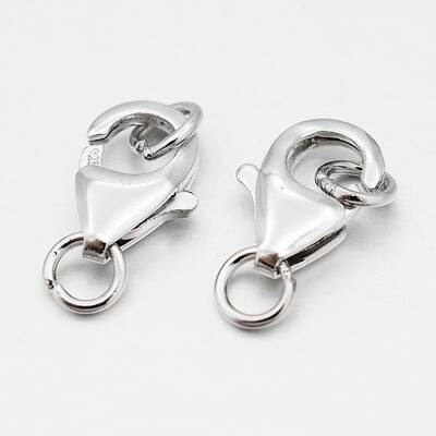 Anti-Tarnish Rhodium Plated 925 Sterling Silver Lobster Claw Clasps