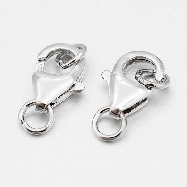Anti-Tarnish Rhodium Plated 925 Sterling Silver Lobster Claw Clasps