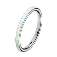 Oufer 18G Opal Nose Hoop Ring Hinged Segment Helix Earring
