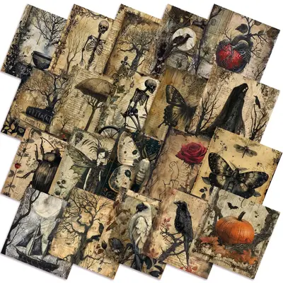 Vintage Halloween Quilting Fabric Squares Polyester Fabric with Multiple Patchwork Images Handmade Patchwork Sewing Retro Hal...