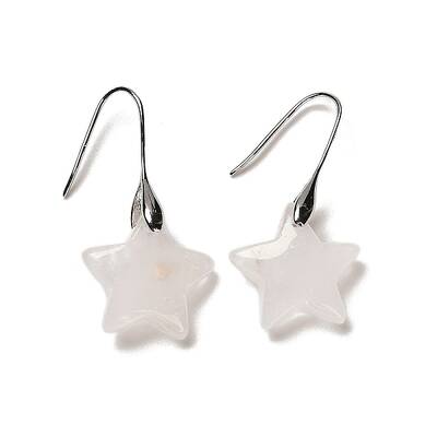 Natural Quartz Crystal Star Dangle Earrings
