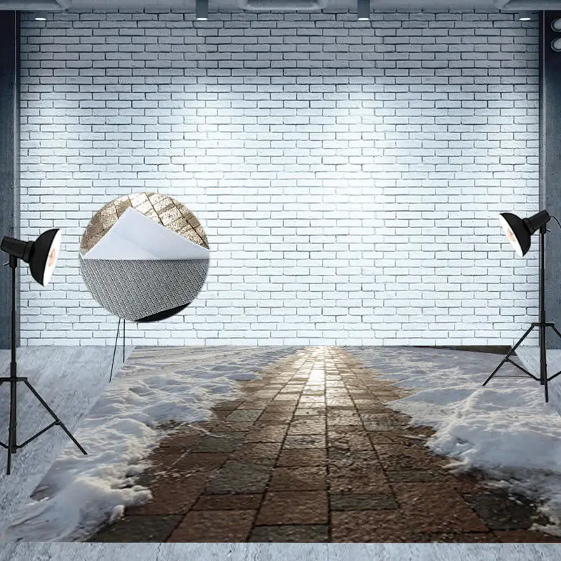 Winter Sunlight Brick Street Melting Snow Floor Mat