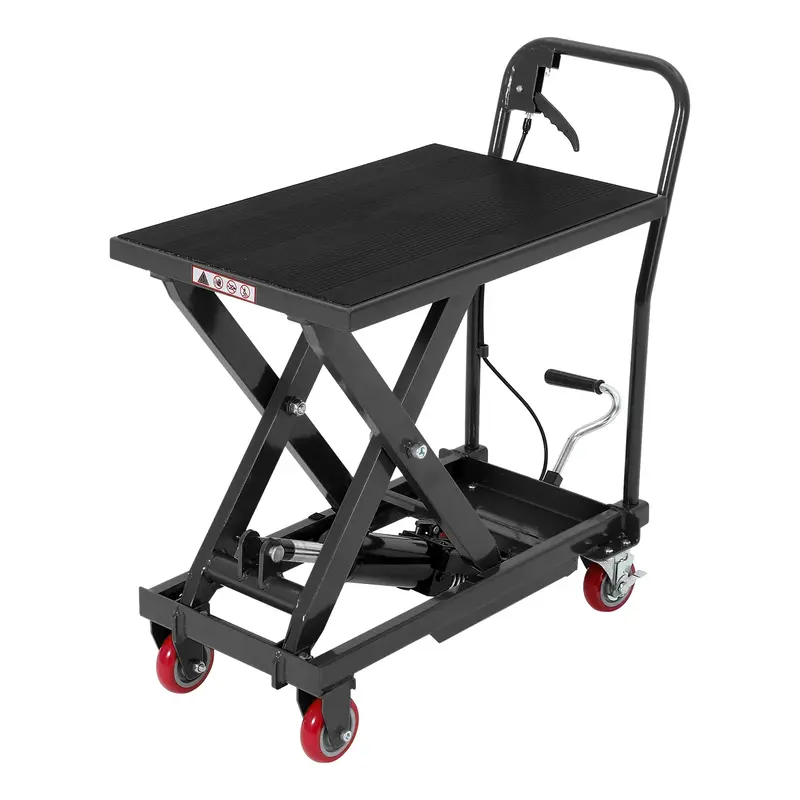 Garvee Heavy Duty Hydraulic Scissor Lift Table Cart, 500 LB Capacity - Adjustable 9.45-28.7 Lifting Height - Non-Slip Platf...