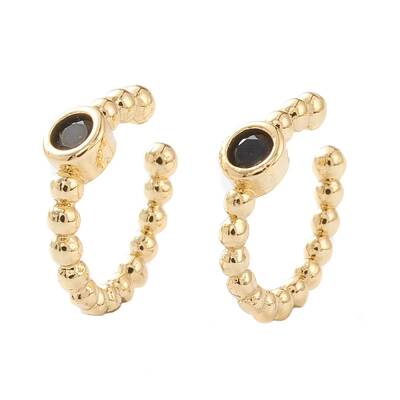 Brass Micro Pave Cubic Zirconia Cuff Earrings