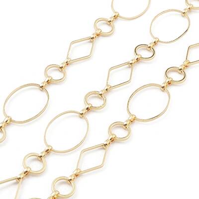 Brass Oval & Ring & Diamond Link Chains