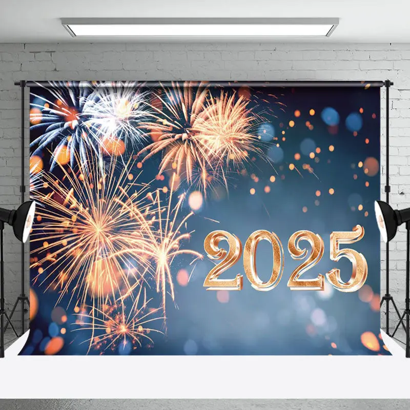 Aperturee Orange White Sparks Bokeh 2025 New Year Backdrop - Aperturee