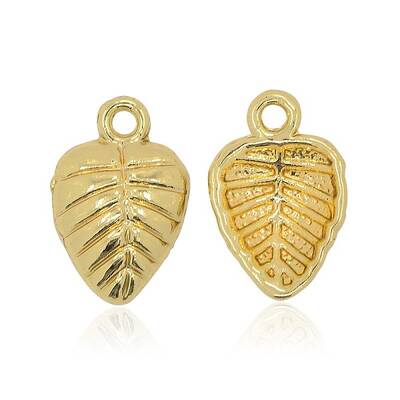 Nickel Free & Lead Free Golden Plated Alloy Leaf Charms